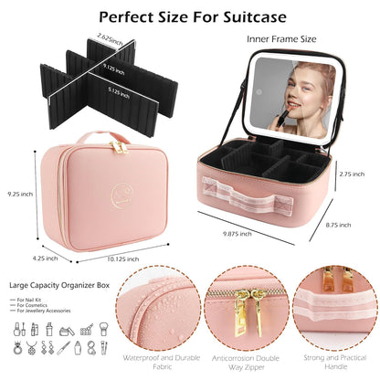 Makeup Bag with Mirror and Train Case